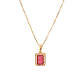 Gold Scarlet Ruby Pendant Necklace