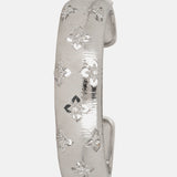 Thick Floral Silver Bracelet Cuff