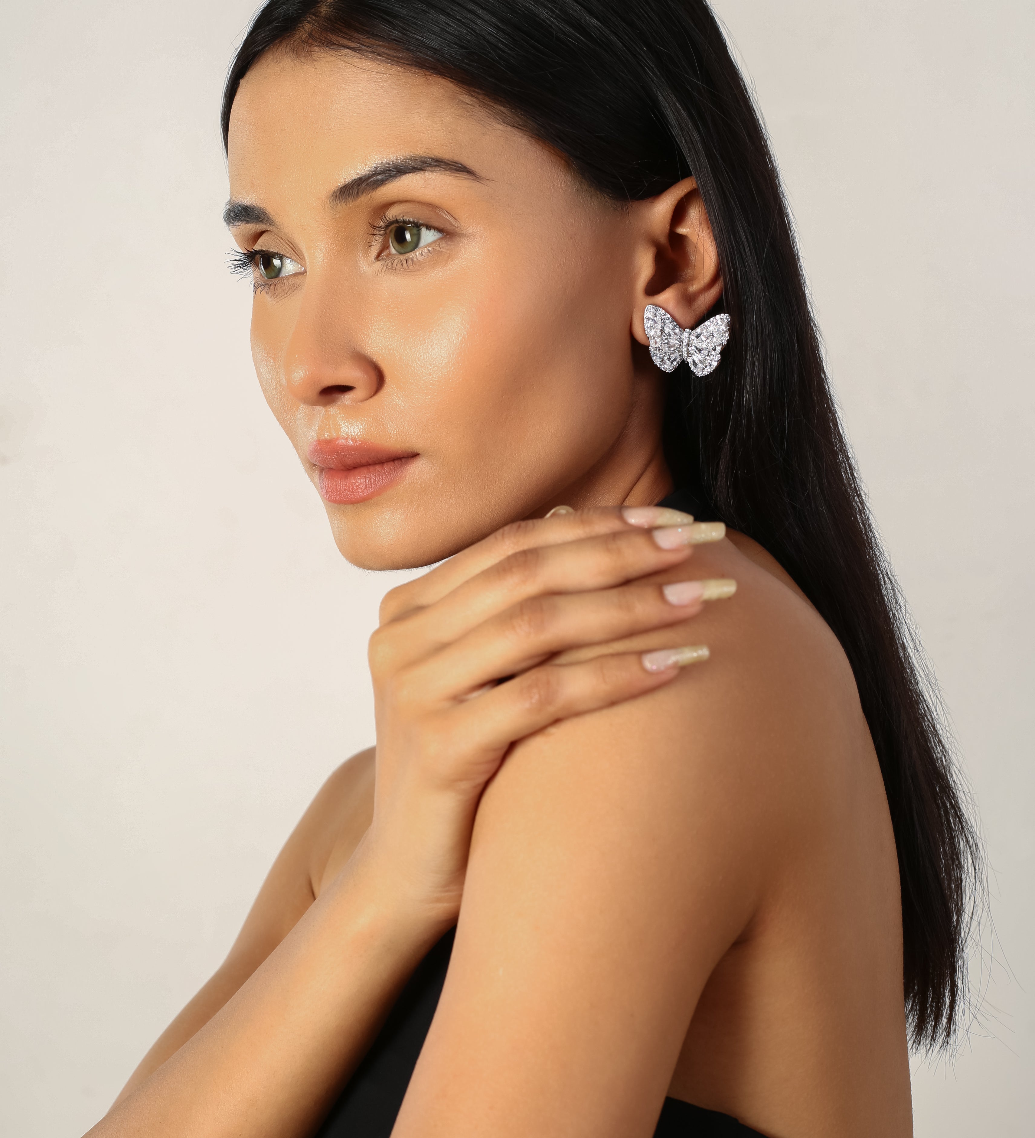 Butterfly Cz Stone Silver Plating Earring