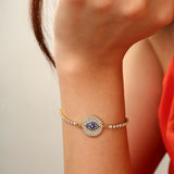 Gold Crystal Round Evil Eye Bracelet