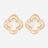 Gold Plated Earrings with Mother of Pearl & Cubic Zirconia