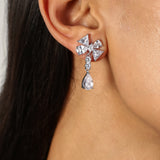 Bow Drop Cz Stone Earring