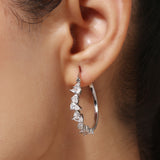 Silver Plated White CZ Stone Hoop Earrings