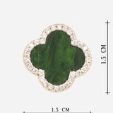 Clove Leaf Onyx & Cubic Zirconia Silver Plated Earrings