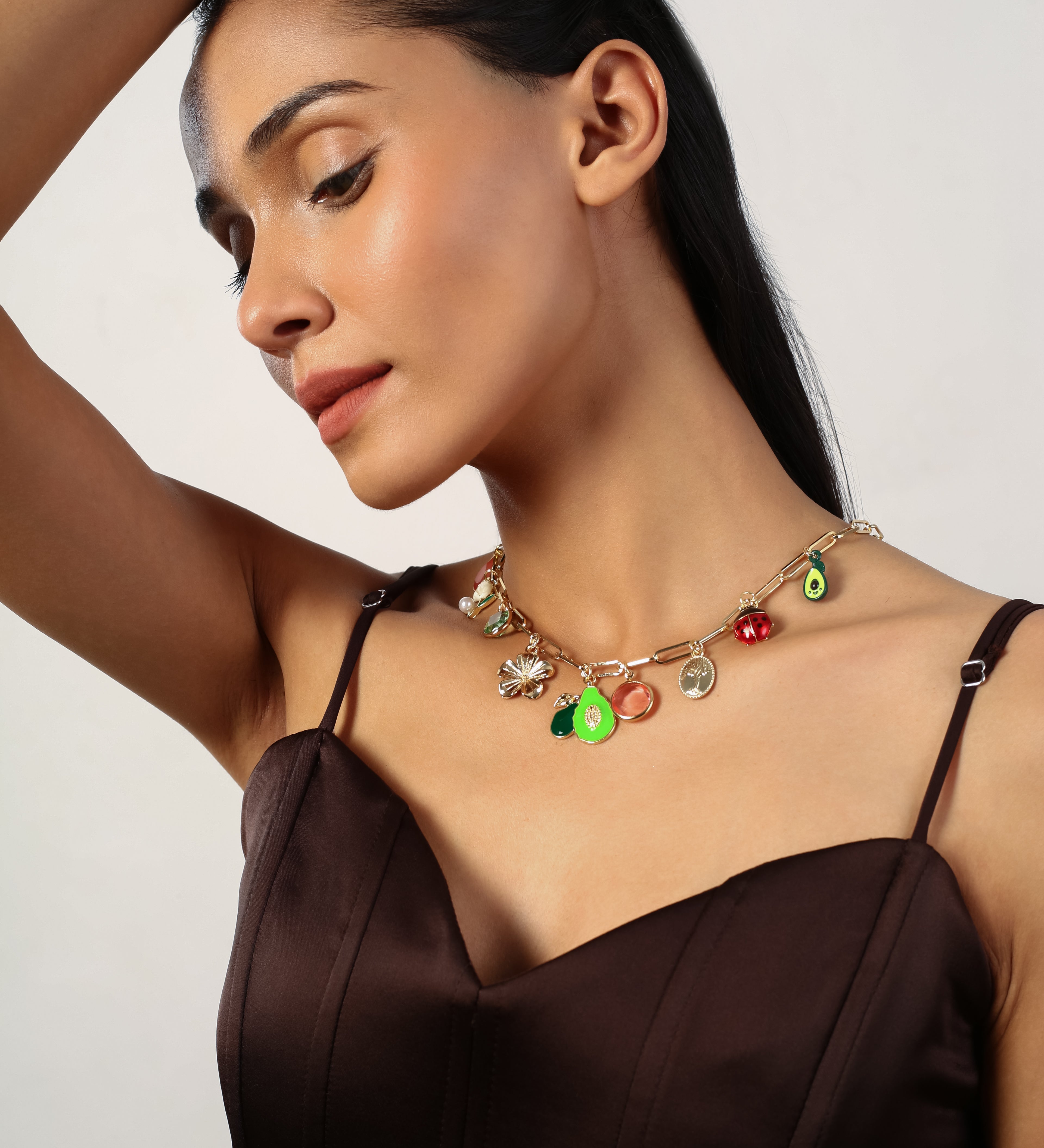 MULTY CHARM HEART SHAPE NECKLACE