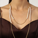 GOLD PLATING SHELL PEARL ANTITARNISH NECKLACE