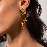 Wavy Gold plated Long Earrings