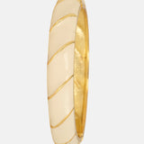 White Enamel Gold Bracelet Cuff
