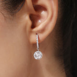 Silver Plated White CZ Stone Hanging Earrings