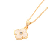 Gold White Blossom Pendant  Necklace
