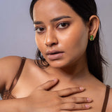 Silver Plated Green Cubic Zirconia Earrings