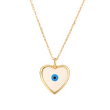 Gold Heart Evil Eye Pendant Necklace
