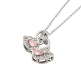 Silver Dove Pendant Pendant with Pink Stones Necklace