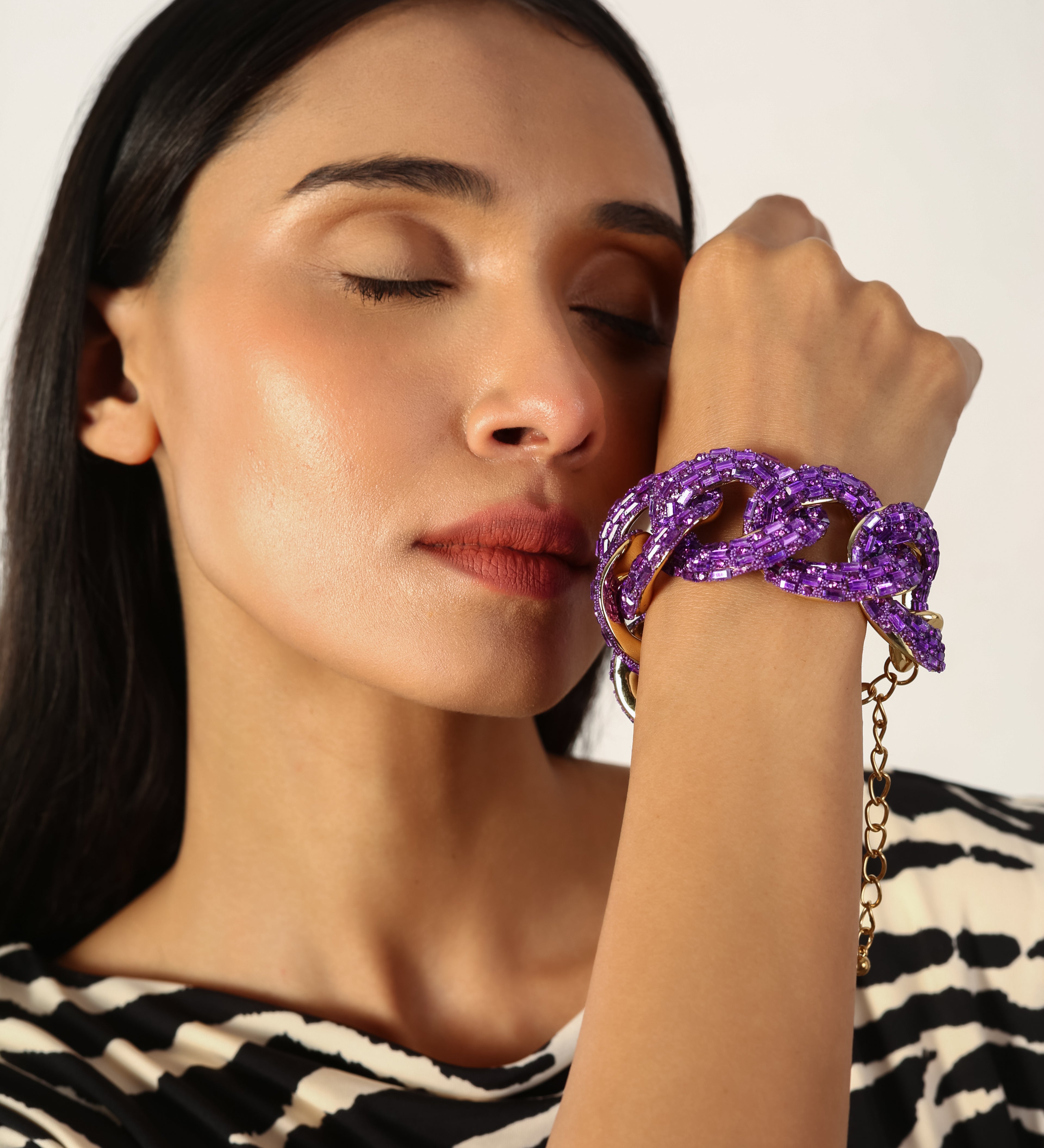 Violet Gold Plated Bracelet With Adjustable Chain