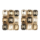 Gold Plated Black and White Stone Earrings