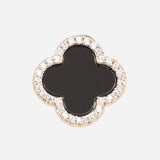 Clove Leaf Onyx & Cubic Zirconia Silver Plated Earrings