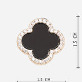 Clove Leaf Onyx & Cubic Zirconia Silver Plated Earrings