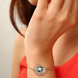 Gold Emerald Sunburst Evil Eye Bracelet