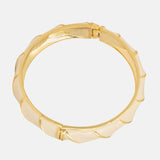 White Enamel Gold Bracelet Cuff
