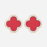 Clove Leaf Onyx & Cubic Zirconia Silver Plated Earrings
