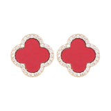 Clove Leaf Onyx & Cubic Zirconia Silver Plated Earrings