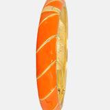 Orange Enamel Gold Bracelet Cuff