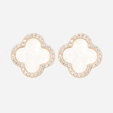 Clove Leaf Onyx & Cubic Zirconia Silver Plated Earrings