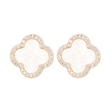 Clove Leaf Onyx & Cubic Zirconia Silver Plated Earrings