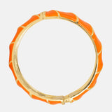 Orange Enamel Gold Bracelet Cuff