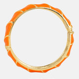 Orange Enamel Gold Bracelet Cuff