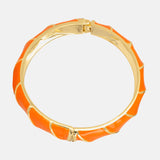 Orange Enamel Gold Bracelet Cuff