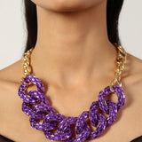 Violet Gold Plated Neckalce With Adjustable Chain