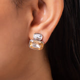 White & Champagne Cubic Zirconia Earrings