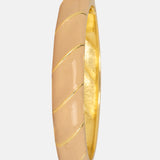 Peach Enamel Gold Stripe Bracelet Cuff