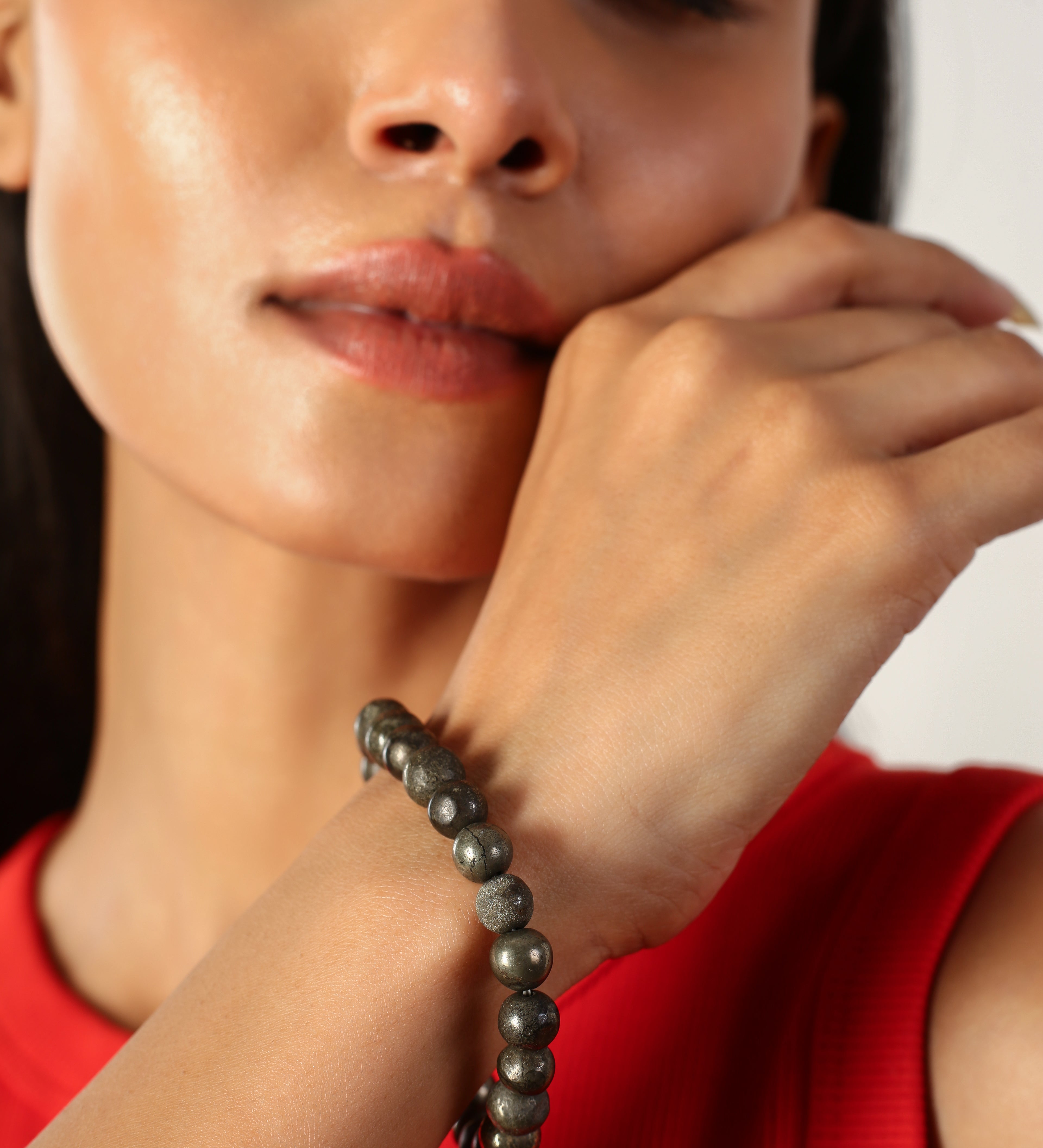 Natural Pyrite Beaded Bracelet