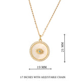 Gold Crystal Round Evil Eye Pendant Necklace