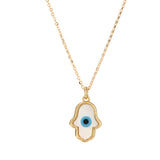 Gold White Glow Evil Eye Pendant Necklace