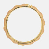 Peach Enamel Gold Stripe Bracelet Cuff