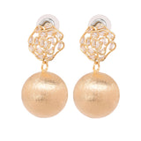 Metal Ball Drop Earrings with Cubic Zirconia