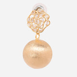 Metal Ball Drop Earrings with Cubic Zirconia