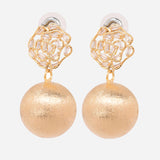 Metal Ball Drop Earrings with Cubic Zirconia