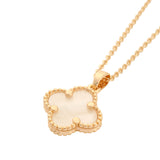 Gold Clover Pendant with White Accent Necklace