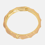 Peach Enamel Gold Stripe Bracelet Cuff