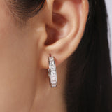 Silver Plated White CZ Stone Hoop Earrings