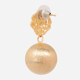 Metal Ball Drop Earrings with Cubic Zirconia
