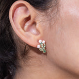 Gold Plated Coconut Tree And Cactus Stud Earrings with CZ Stone