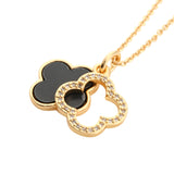 Black & Gold Clover Charm Pendant Necklace