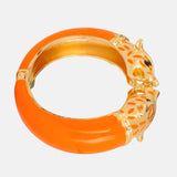 Orange Enamel Gold Plated Panther Bangle