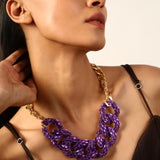 Violet Gold Plated Neckalce With Adjustable Chain