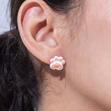 Enamel Plated Puppy Paws Stud Earrings